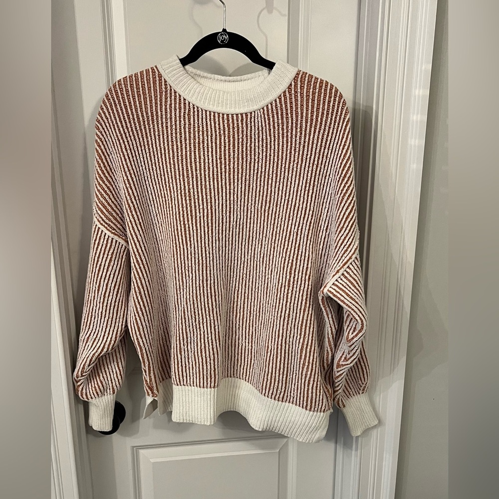 Striped Brown and White Women's Sweater